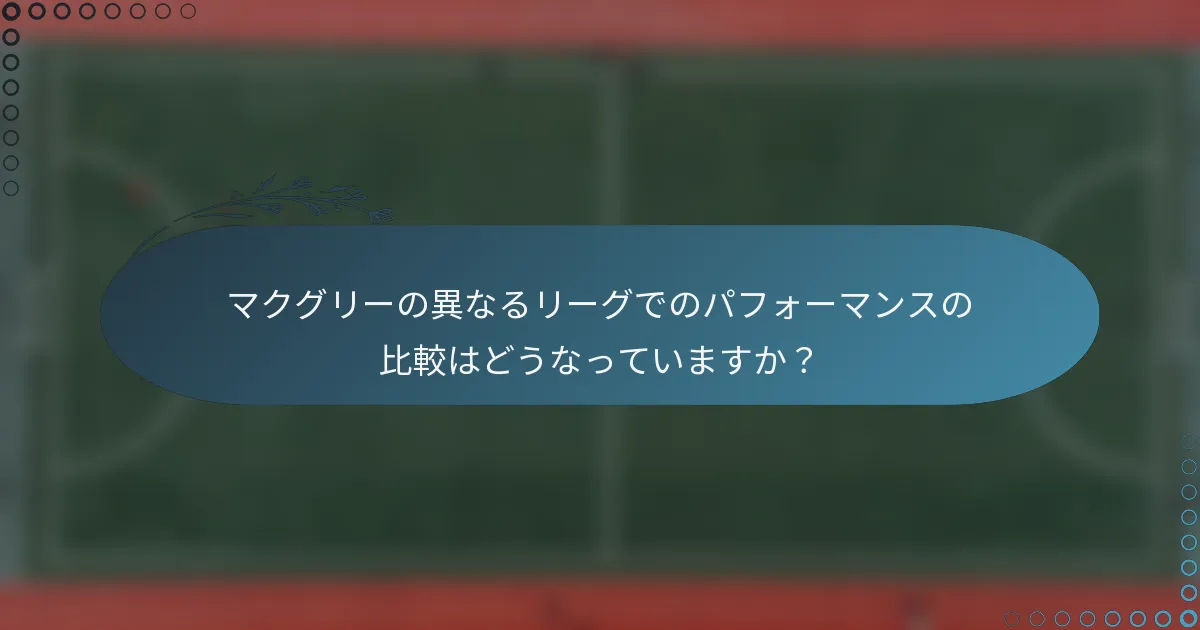マクグリーの異なるリーグでのパフォーマンスの比較はどうなっていますか？